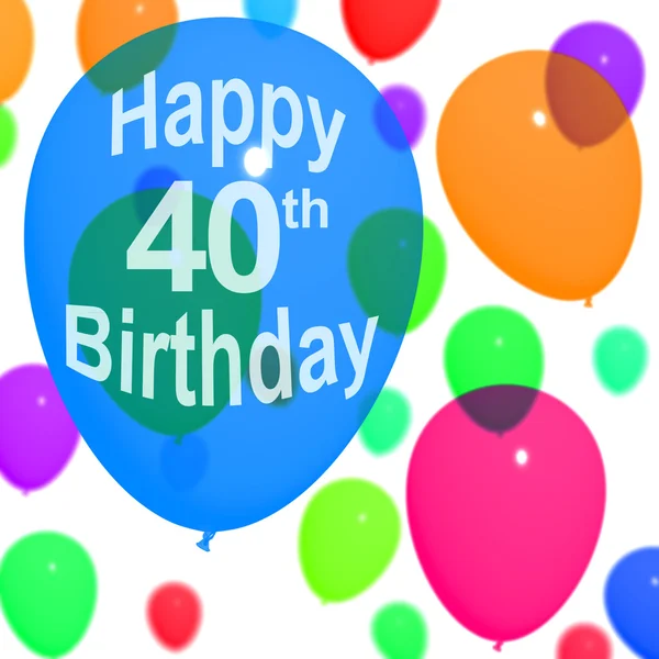 Multicolored Balloons For Celebrating A 40th or Fortieth Birthda — Stock Photo, Image