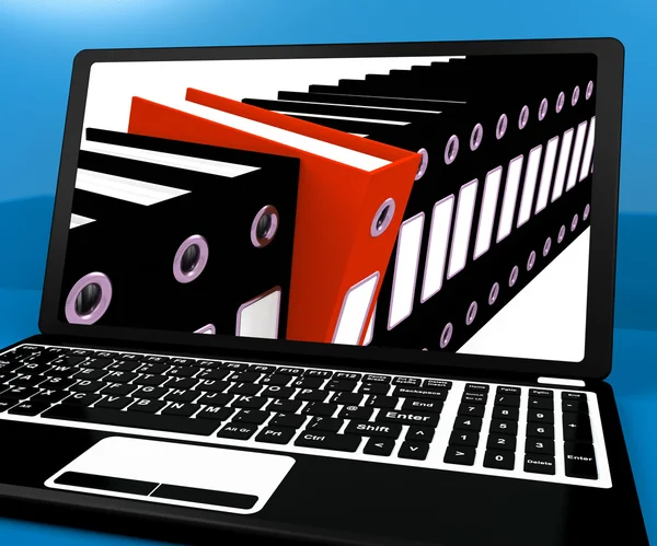 Röd fil bland svart för att organisera på dator — Stockfoto