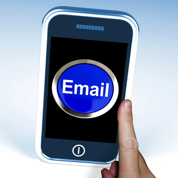 Botón de correo electrónico en móviles muestra correo electrónico o contacto —  Fotos de Stock