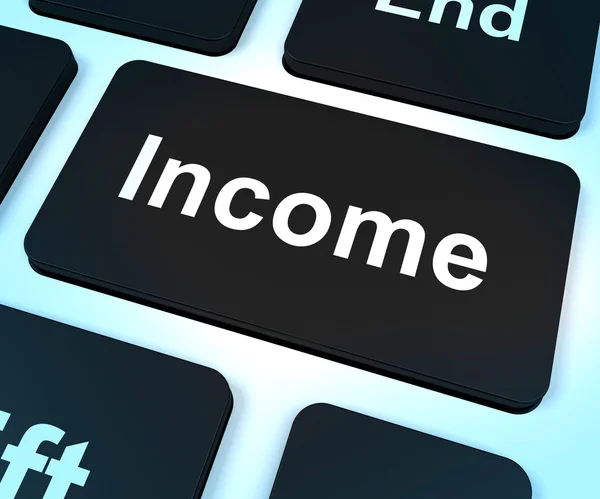 Income Computer Key Showing Earnings And Revenue — Stock Photo, Image