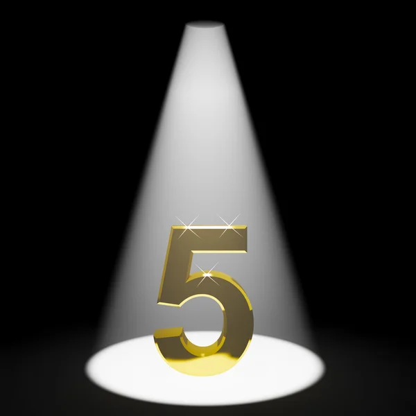 Ouro 5th 3d número representando aniversário ou aniversário — Fotografia de Stock