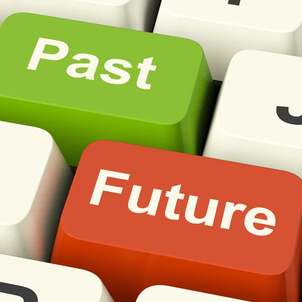 Past And Future Keys Showing Evolution Aging Or Progress — Stock Photo, Image