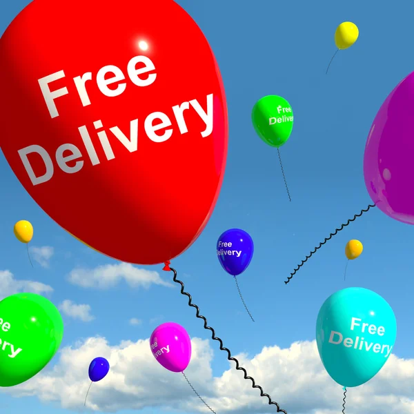 Free Delivery Balloons Showing No Charge Or Gratis To Deliver — Stock Photo, Image