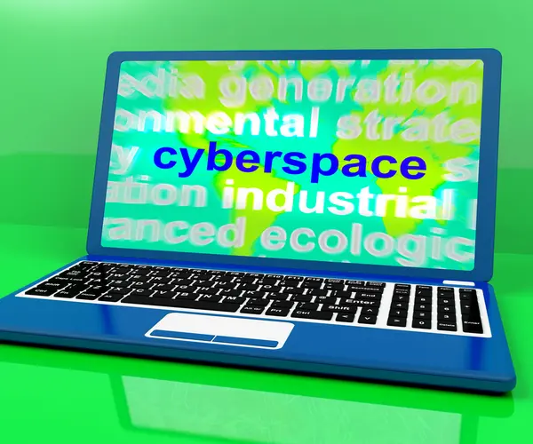 Cyberspace definitie op laptop toont internet — Stockfoto
