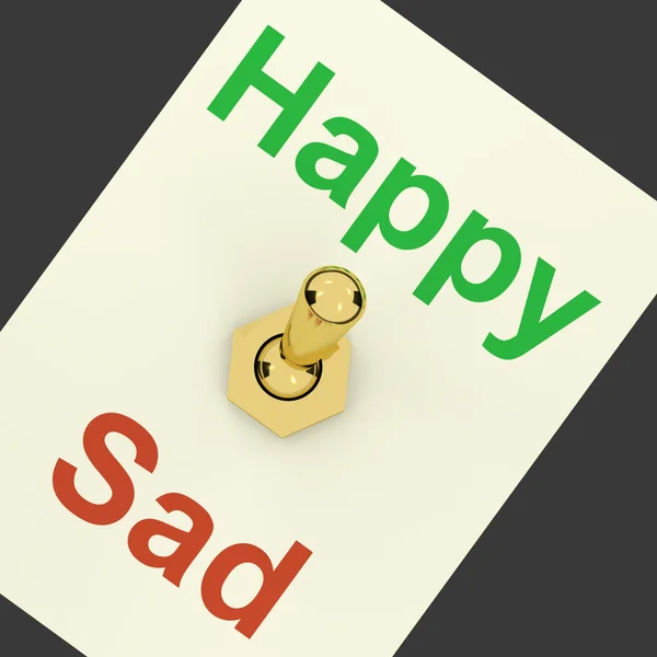 Счастливый грустный переключатель показывает, что счастье важно — стоковое фото