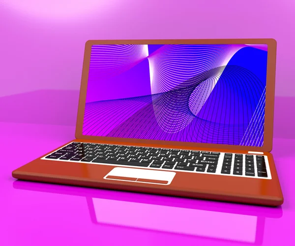 Red Computer On Desk With Spiral Pattern — Stock Photo, Image
