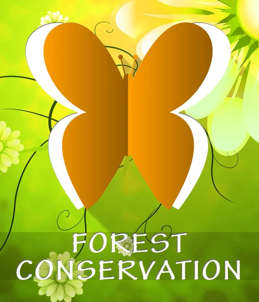 Бабочка сохранения леса показывает сохранение 3d иллюстрации — стоковое фото