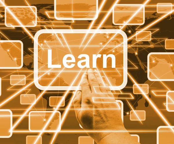 Leer Computer knop weergegeven: Online leren 3d illustratie — Stockfoto