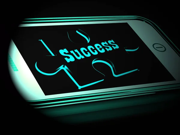 Успіх на смартфоні показує прогрес 3d рендерингу — стокове фото