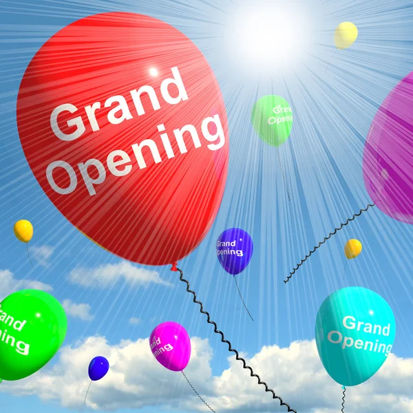 Grand Opening ballonger visar nya lagra 3d-Rendering — Stockfoto