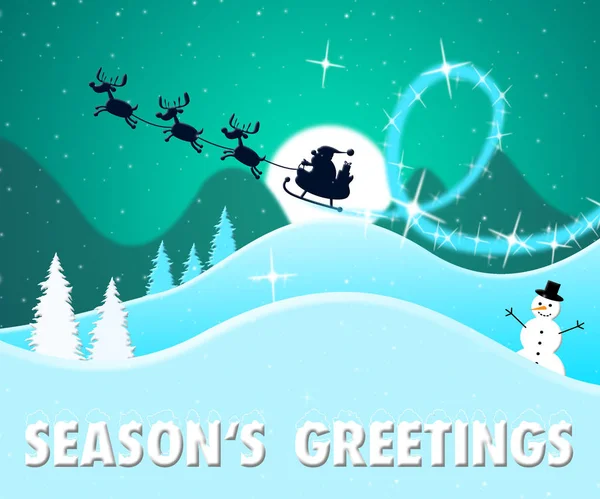 Season's Greetings Shows Happy Christmas 3d Illustration — Stock Photo, Image