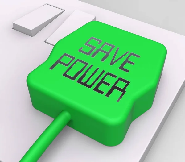 Stromsparstecker zeigt Reduzierung des elektrischen 3D-Renderings — Stockfoto