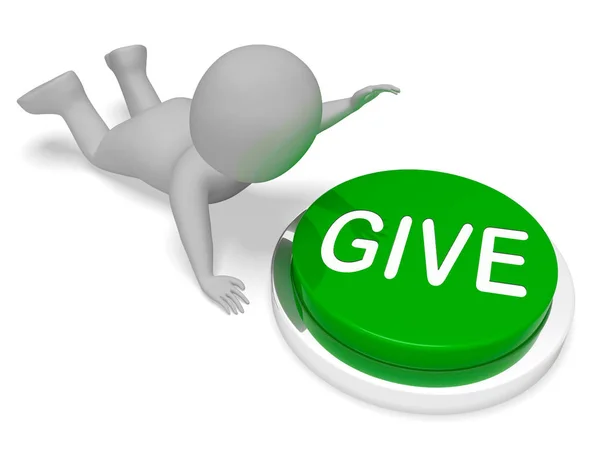 Give Button Indicates Giving Contribution 3d Rendering — Stock Photo, Image
