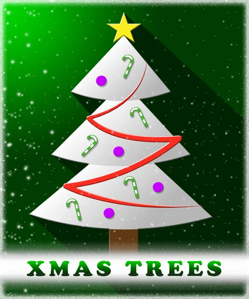 Copaci de Crăciun care arată pom de Crăciun Ilustrație 3d — Fotografie, imagine de stoc