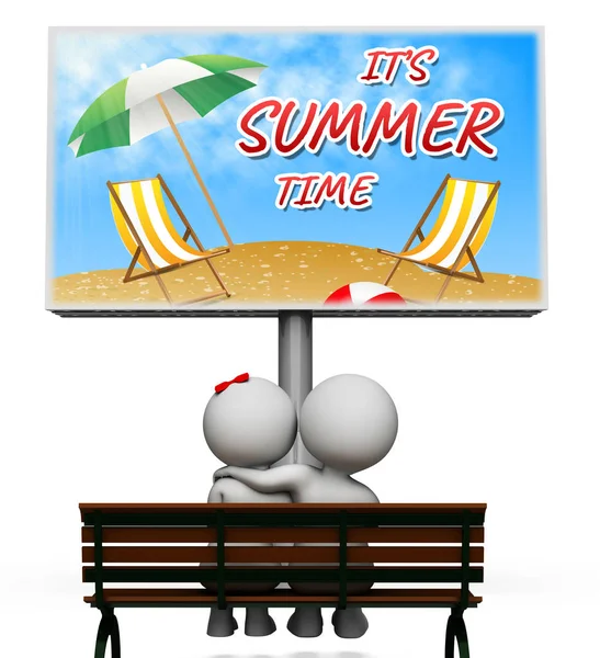 Hora de verano muestra en vacaciones 3d ilustración — Foto de Stock