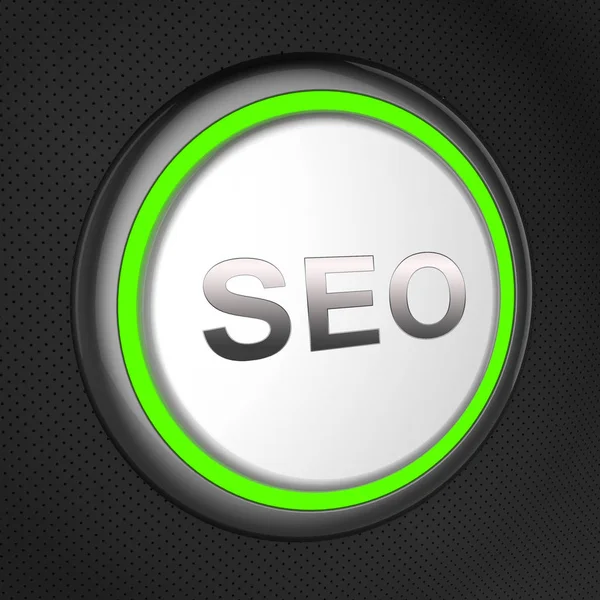 Botón Seo significa la optimización del motor de búsqueda Ilustración 3d —  Fotos de Stock