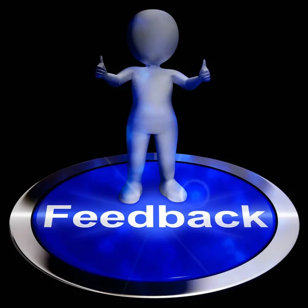 Botão de feedback mostra avaliação de opinião 3d renderização — Fotografia de Stock
