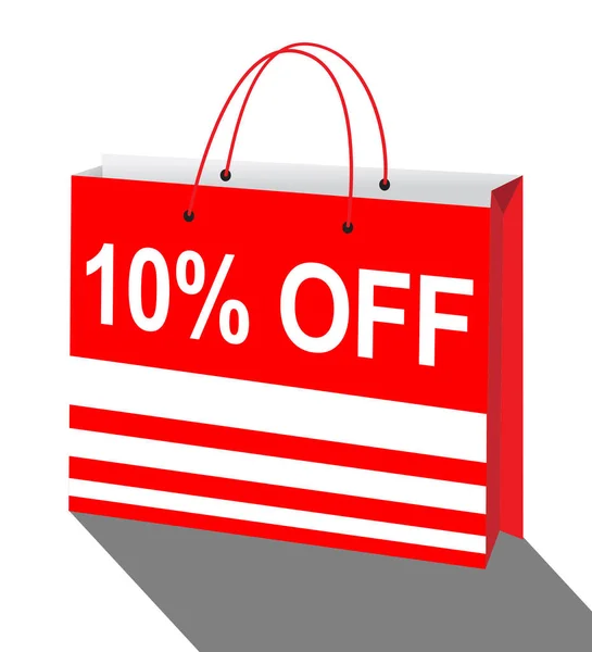 Ten Percent Off Bag Means Reductions 3d Illustratio — Stock Photo, Image
