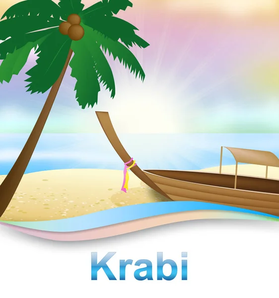 Krabi Beach gösterir Tayland tatil 3d çizim — Stok fotoğraf