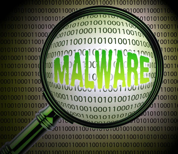 Danych Malware oznacza Szukaj zakażenia renderowania 3d — Zdjęcie stockowe