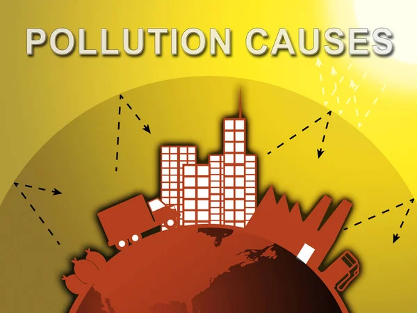 Cause di inquinamento mezzi Contaminazione dell'aria 3d Illustrazione — Foto Stock