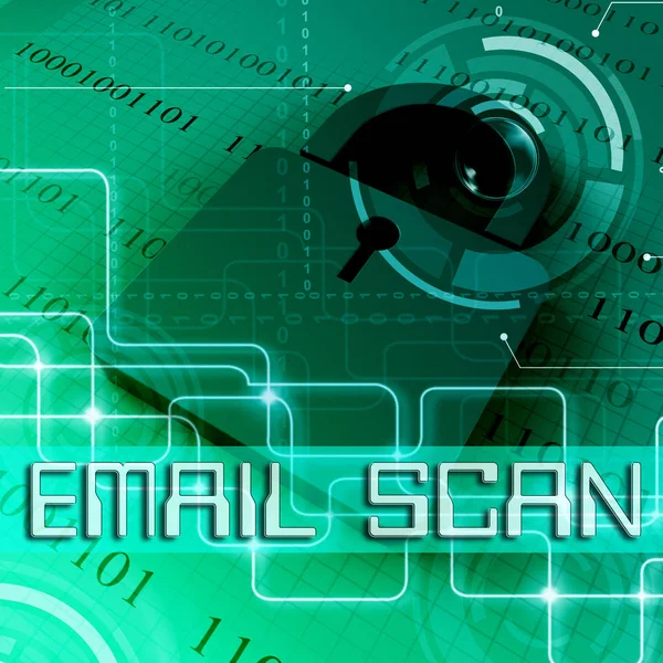 Escaneo de correo electrónico significa escaneo de código malicioso 3d renderizado — Foto de Stock