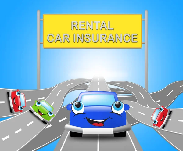 Verhuur auto verzekering teken Car Policy 3d illustratie — Stockfoto