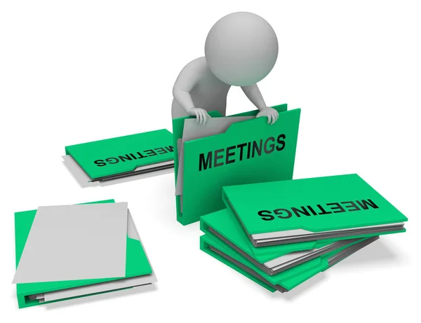 Pastas de reuniões significa discussão de conversa renderização 3d — Fotografia de Stock