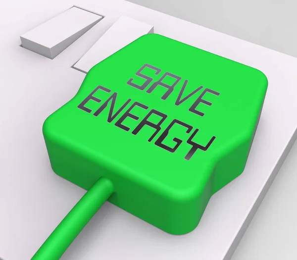 Save Energy Plug Shows Reduce Electric 3d Rendering — Stock Photo, Image