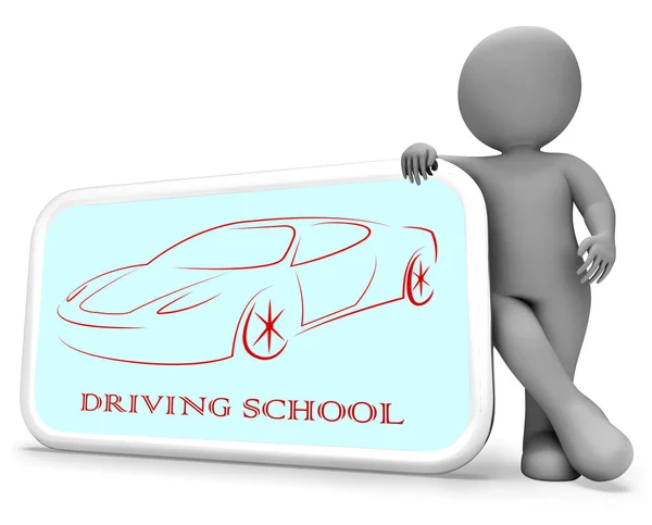 Driving School Indicates Learning To Drive 3d Rendering — Stock Photo, Image