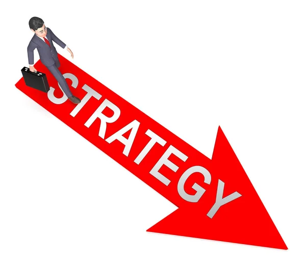 Strategy Arrow Indicates Planning Commerce 3d Rendering — Stock Photo, Image