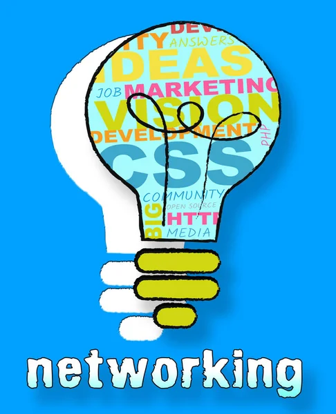 Networking Lampadina Significato Comunicazioni Globali 3d Illustrati — Foto Stock