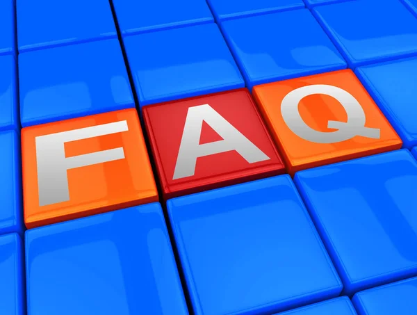 Faq Blocchi Mezzi Domande frequenti Illustrazione 3d — Foto Stock