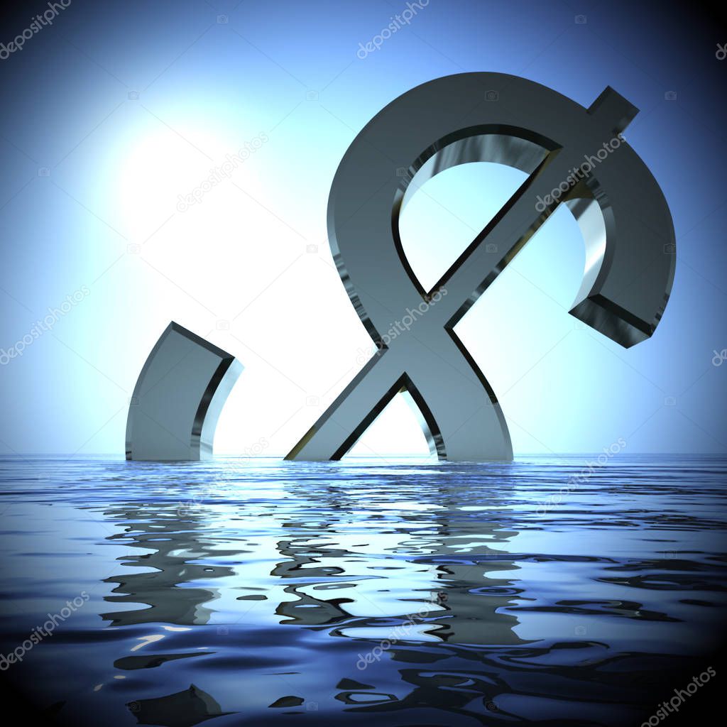Dollar Sinking In The Sea Showing Depression Recession 3d Render