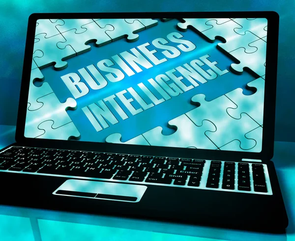 Business Intelligence On Laptop Showing Collecting Information 3 — Stock Photo, Image