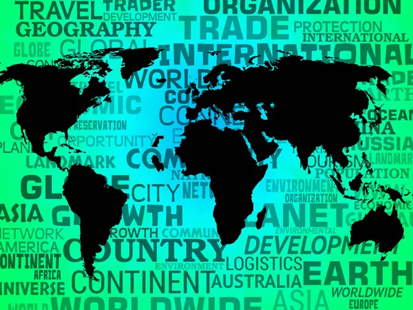 World Map Background Meaning International Or Globa — Stock Photo, Image