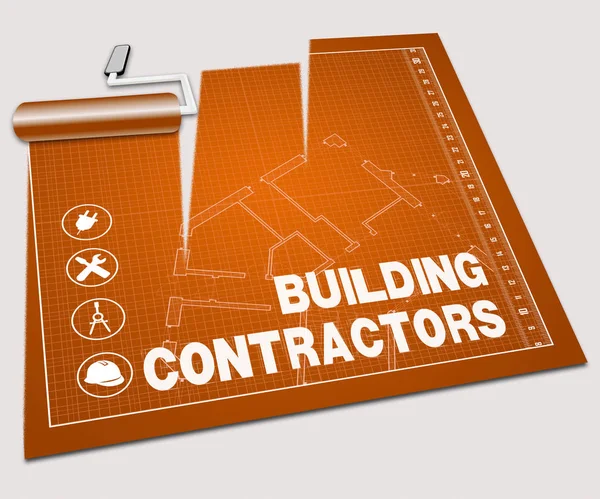 Empreiteiros de construção mostra empresas de construção 3d ilustratio — Fotografia de Stock