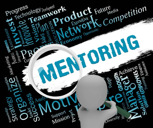 Parole di mentoring Mostra Consigliere Consigliere 3d Rendering — Foto Stock