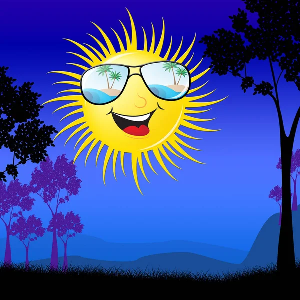 Smiling Sun In The Countryside 3d Illustration — Stock Photo, Image
