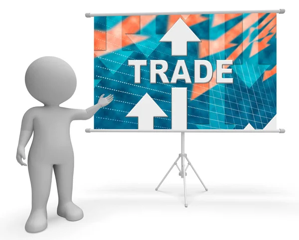 Trade Graph Means Selling Business 3d Rendering — Stock Photo, Image