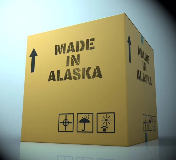 Gjort i Alaska som representerar Alaskan produkt 3d Rendering — Stockfoto