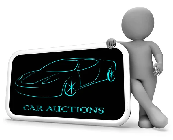Car Auctions Means Bidding On Vehicles 3d Rendering — Stock Photo, Image