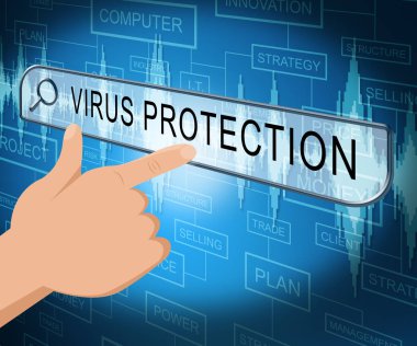 Virüs koruma gösterir bilgisayar Antivirus 3d çizim