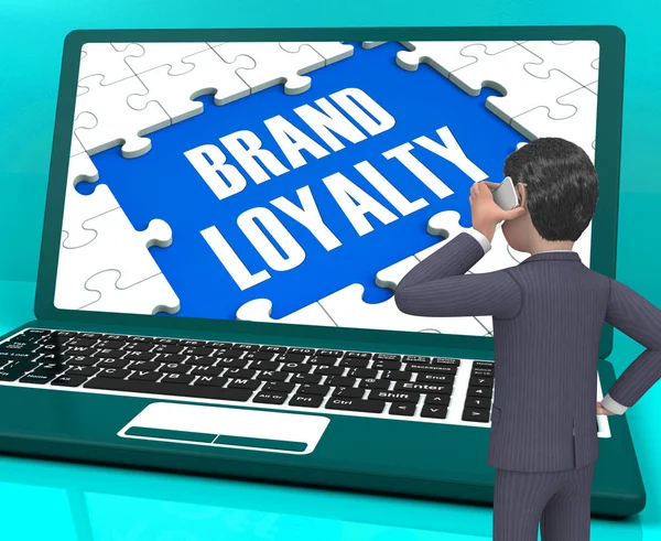 Brand Loyalty On Laptop Showing Branding 3d Rendering — Stock Photo, Image