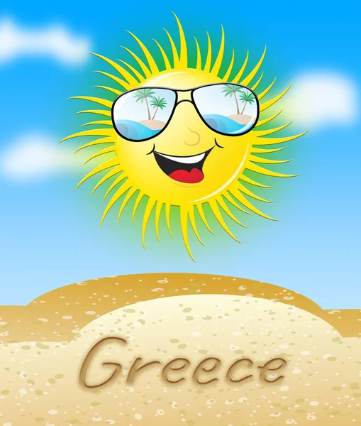 希腊太阳微笑意味着阳光明媚的 3d 图 — 图库照片