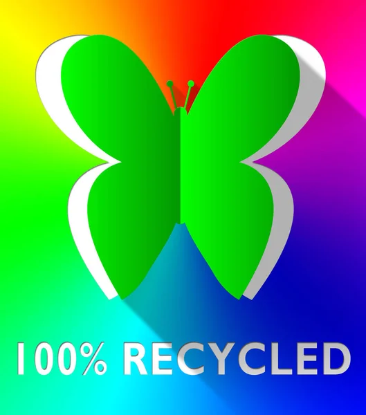 Hundred Percent Recycled Butterfly Green 3d Illustration — Stock Photo, Image