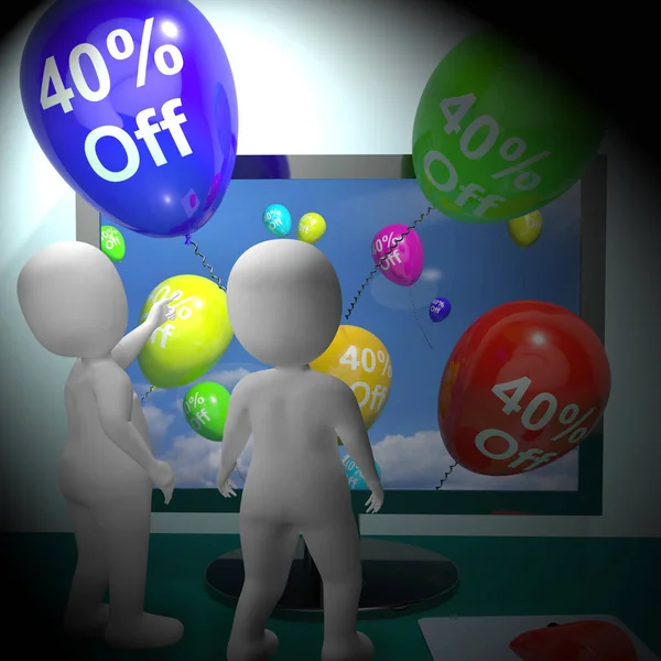Czterdzieści procent zniżki sprzedaż renderowania 3d — Zdjęcie stockowe