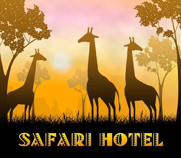 Safari Hotel Mostrando Reserva de Vida Silvestre Ilustración 3D —  Fotos de Stock