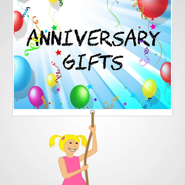 Anniversary Gifts Indicates Present Surprises 3d Illustration — Stock Photo, Image