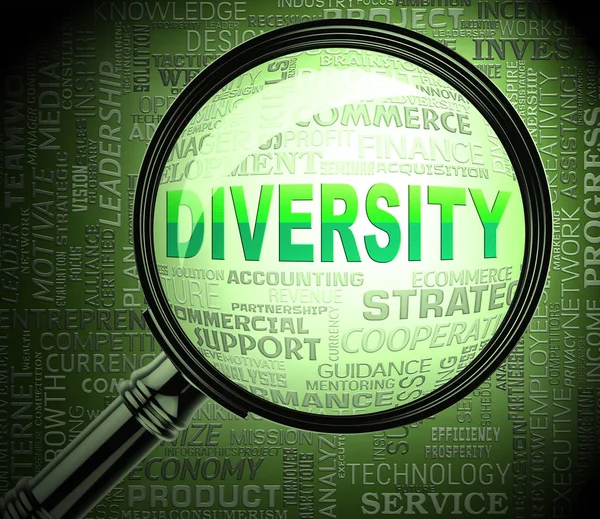 Diversity Magnifier Shows Mixed Bag 3d Rendering — Stock Photo, Image